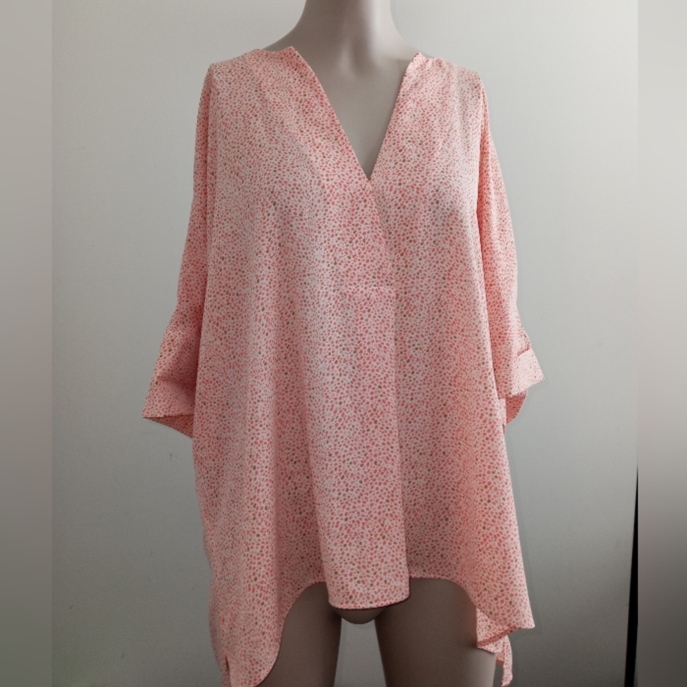 Worthington long sleeve Polka dot pastel blouse size XXL